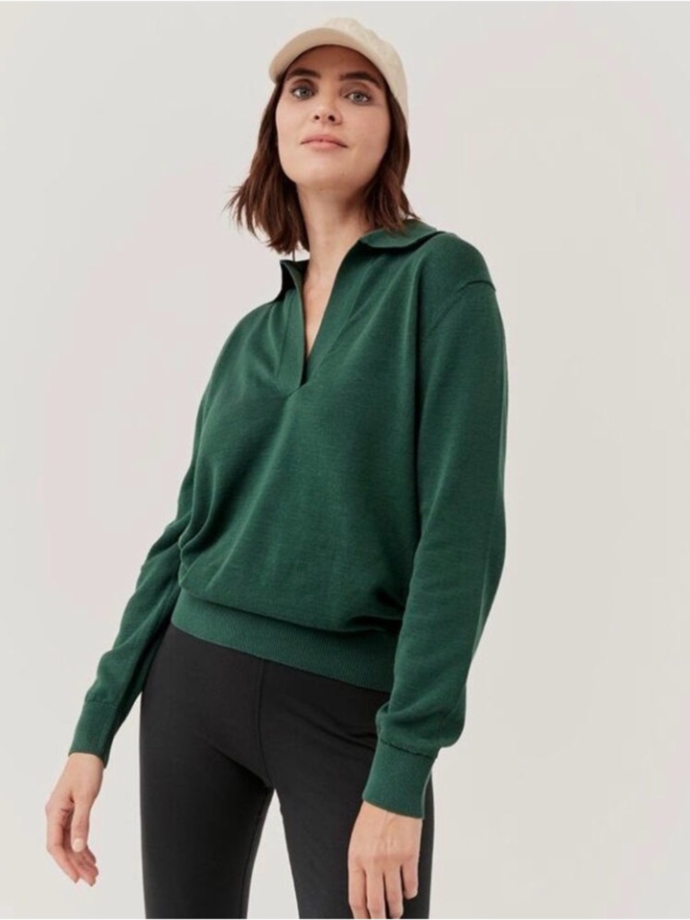 Pact BLACK Organic Cotton Sweater Top with Collar S2